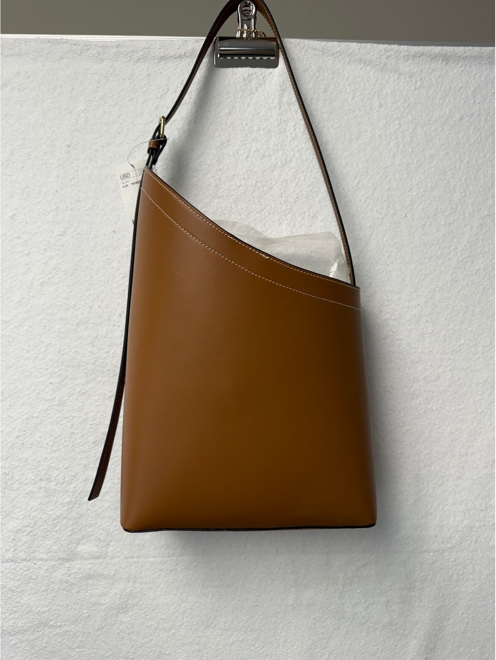 Brown Faux Leather Shoulder Bag with Adjustable Strap and Interior Pouch - New - Picture 2 of 6